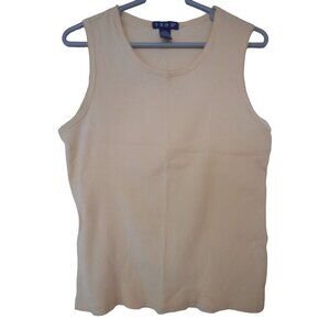 Izod ribbed tank top Size L sleeveless light beigey cream 100% cotton